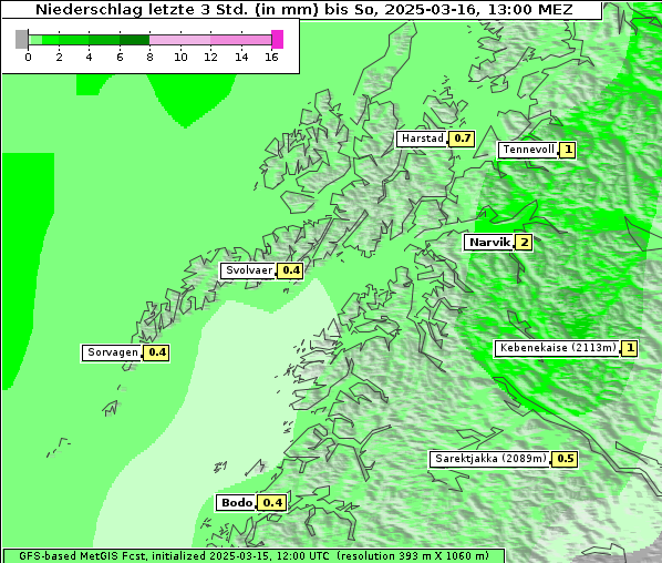 Niederschlag, 16. 3. 2025