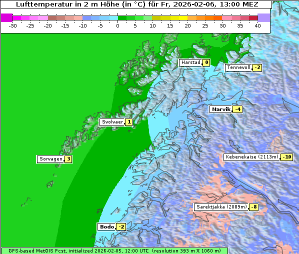 Temperatur, 6. 2. 2026