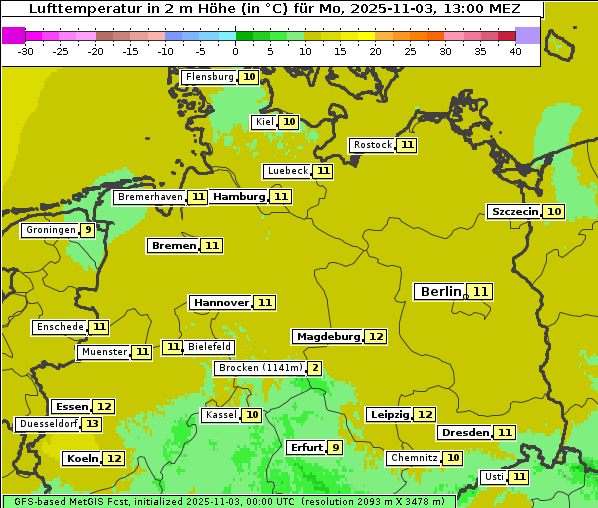 Temperatur, 3. 11. 2025