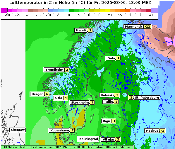 Temperatur, 6. 3. 2026