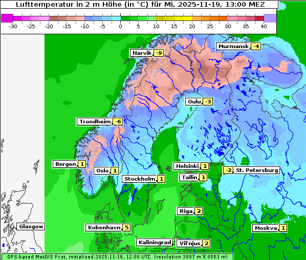 Temperatur, 19. 11. 2025