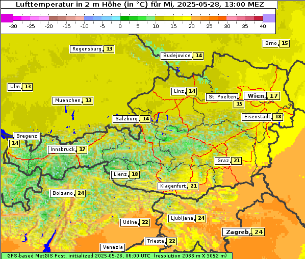 Temperatur, 28. 5. 2025