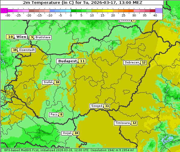 Temperatur, 17. 3. 2026