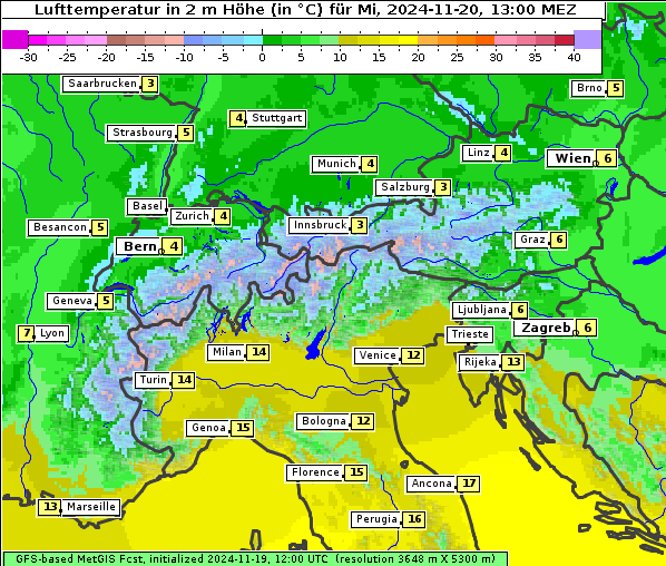 Temperatur, 20. 11. 2024