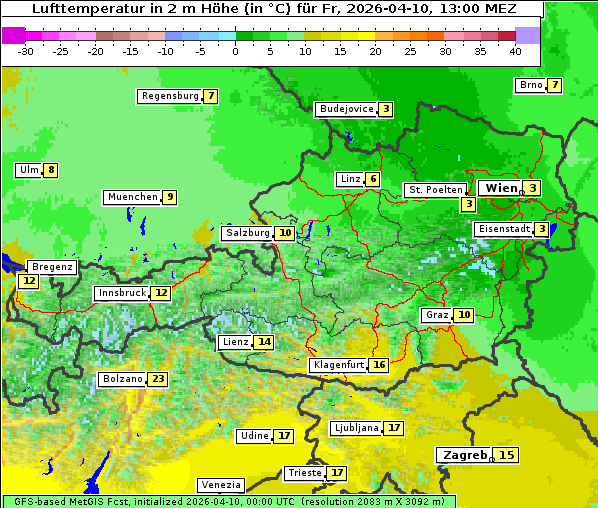 Temperatur, 10. 4. 2026