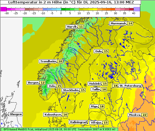 Temperatur, 16. 9. 2025