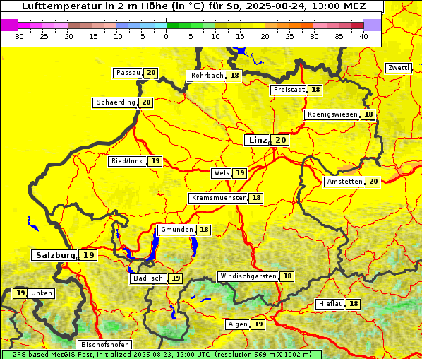 Temperatur, 24. 8. 2025