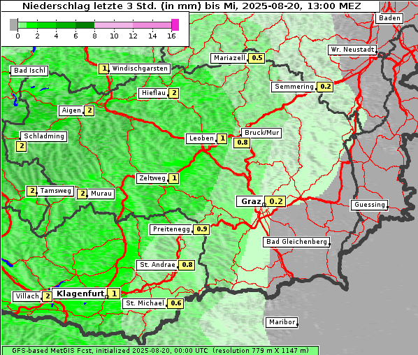 Niederschlag, 20. 8. 2025