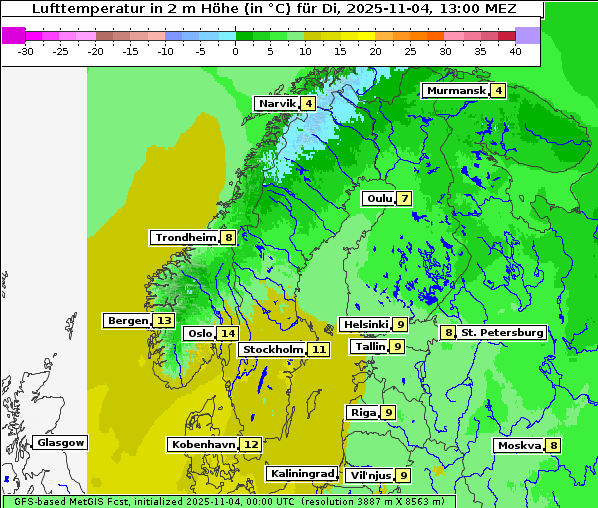 Temperatur, 4. 11. 2025