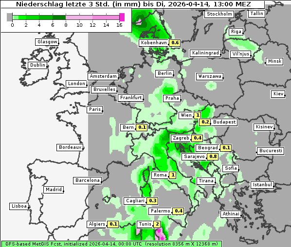Niederschlag, 14. 4. 2026
