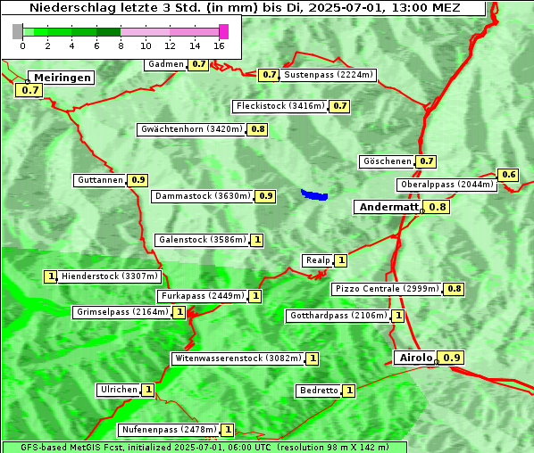 Niederschlag, 1. 7. 2025