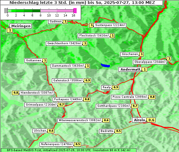 Niederschlag, 27. 7. 2025