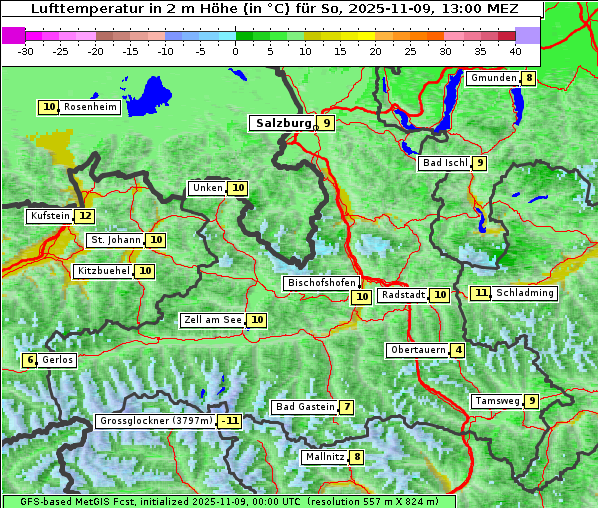 Temperatur, 9. 11. 2025