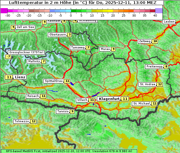 Temperatur, 11. 12. 2025