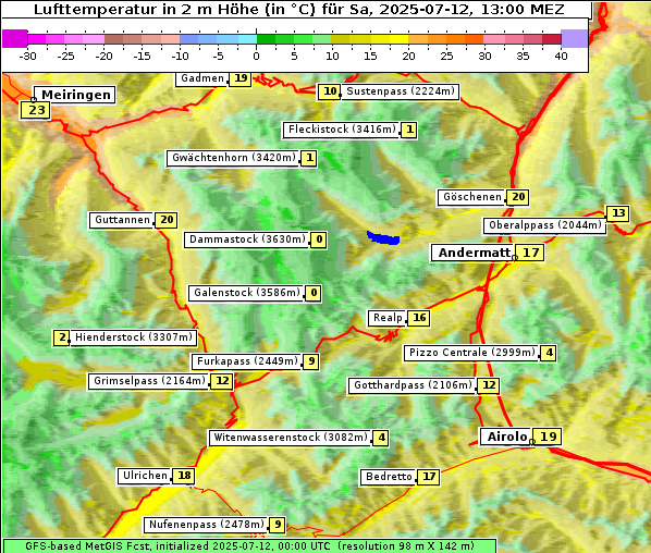 Temperatur, 12. 7. 2025
