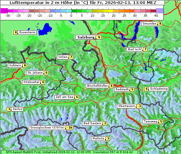 Temperatur, 13. 2. 2026