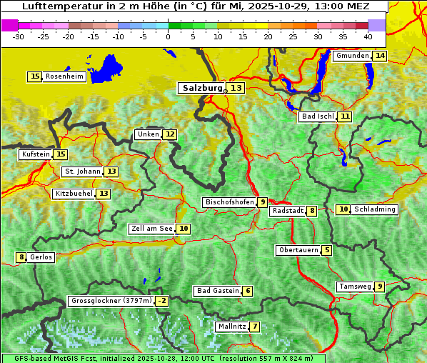 Temperatur, 29. 10. 2025