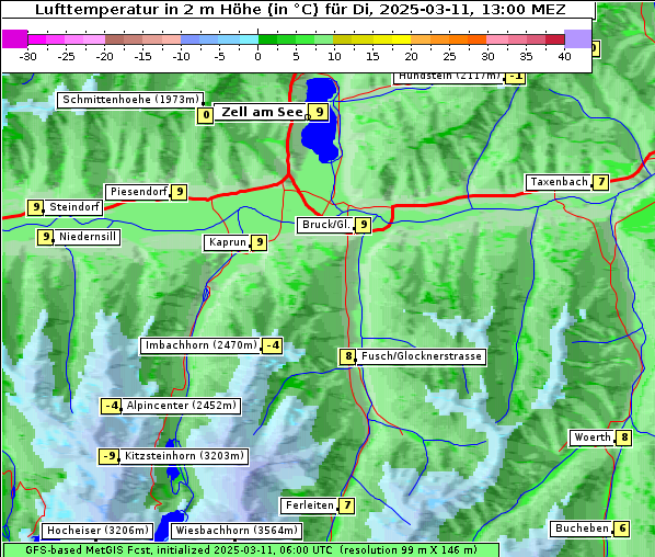 Temperatur, 11. 3. 2025