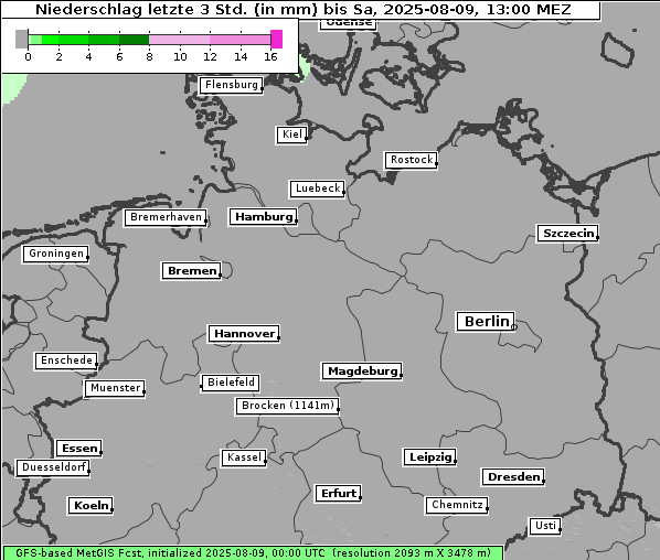 Niederschlag, 9. 8. 2025