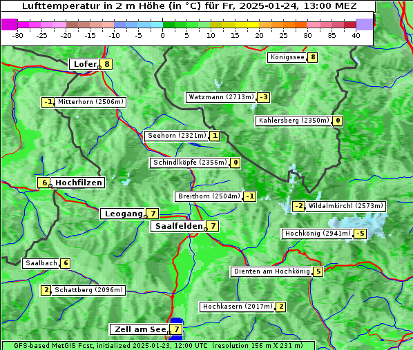 Temperatur, 24. 1. 2025