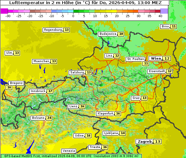 Temperatur, 9. 4. 2026