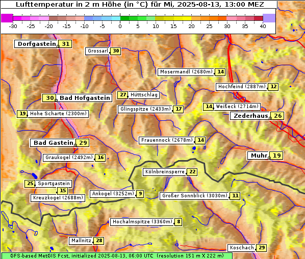Temperatur, 13. 8. 2025
