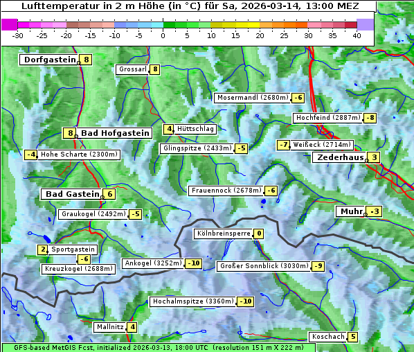 Temperatur, 14. 3. 2026