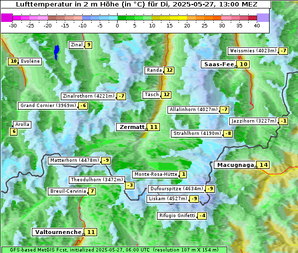 Temperatur, 27. 5. 2025
