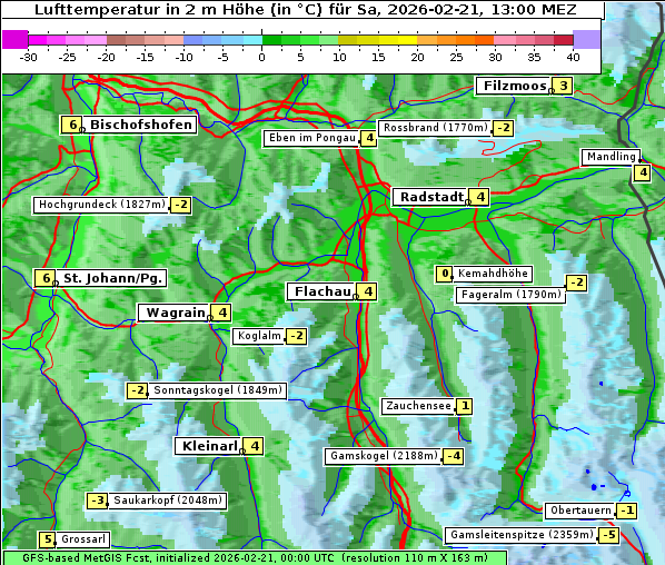 Temperatur, 21. 2. 2026