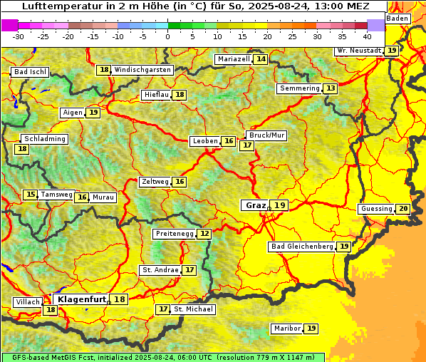 Temperatur, 24. 8. 2025