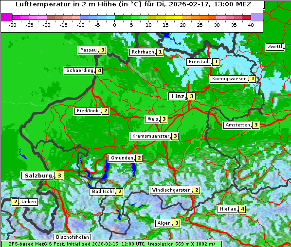 Temperatur, 17. 2. 2026