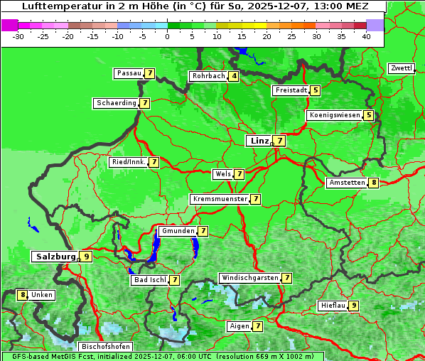 Temperatur, 7. 12. 2025