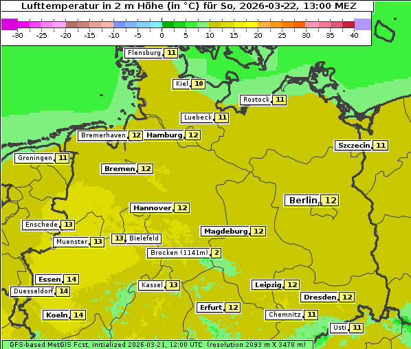 Temperatur, 22. 3. 2026