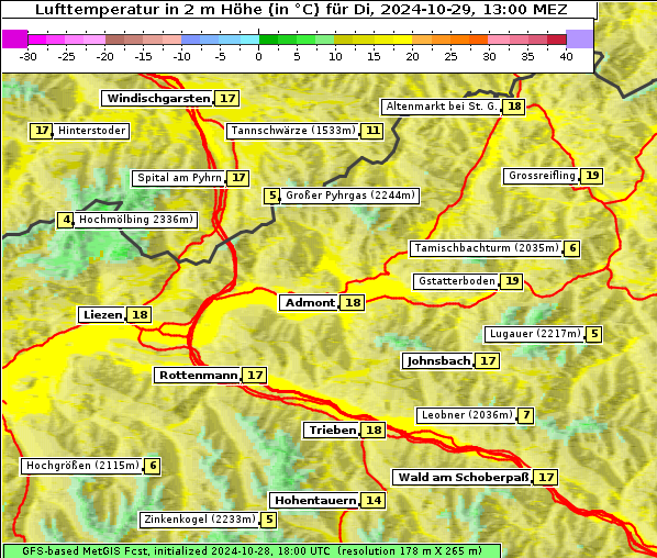 Temperatur, 29. 10. 2024