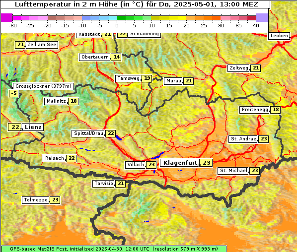 Temperatur, 1. 5. 2025