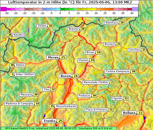 Temperatur, 6. 6. 2025