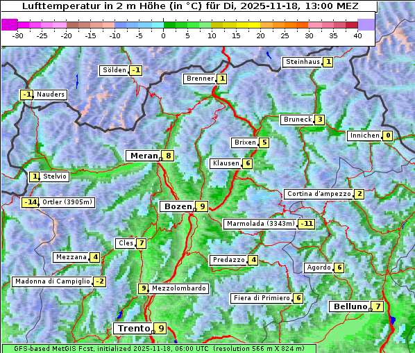 Temperatur, 18. 11. 2025
