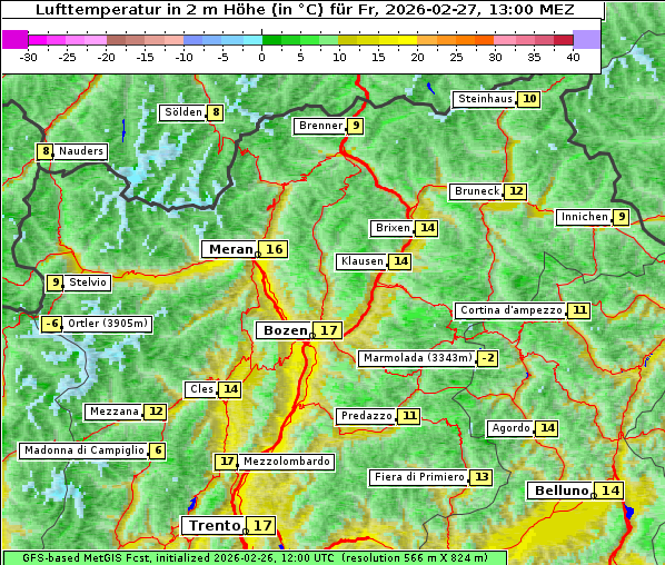 Temperatur, 27. 2. 2026