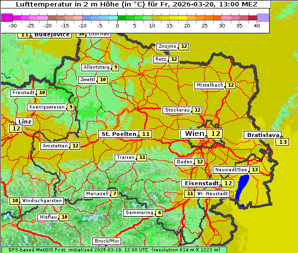 Temperatur, 20. 3. 2026