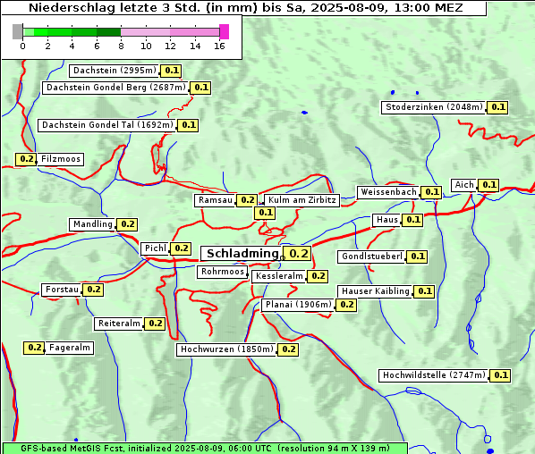 Niederschlag, 9. 8. 2025