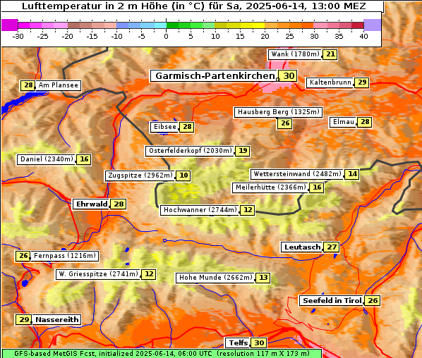 Temperatur, 14. 6. 2025