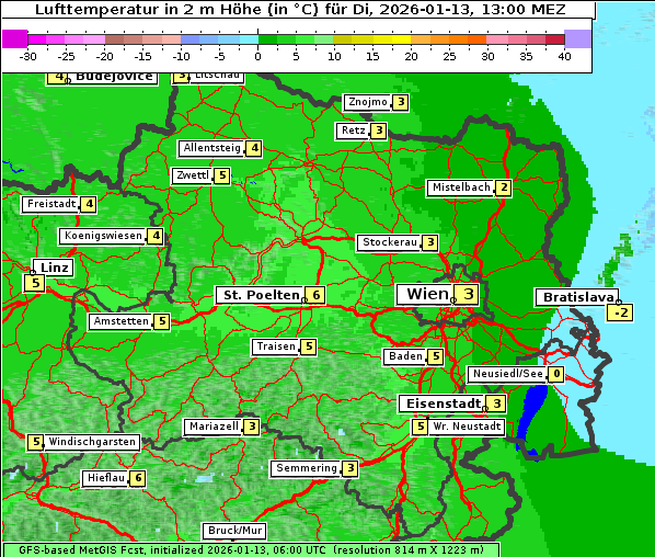 Temperatur, 13. 1. 2026