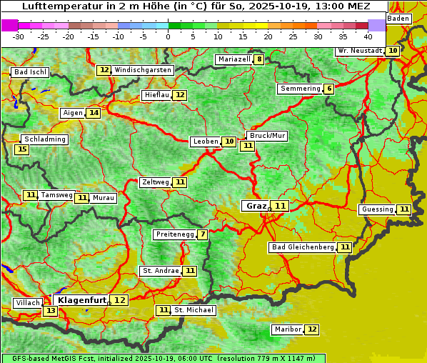 Temperatur, 19. 10. 2025