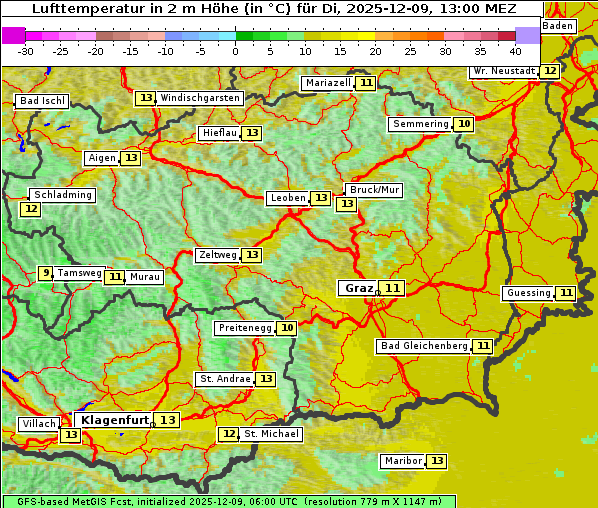 Temperatur, 9. 12. 2025