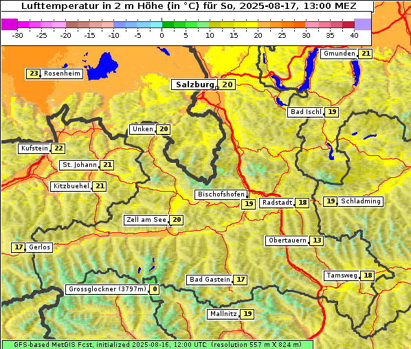 Temperatur, 17. 8. 2025