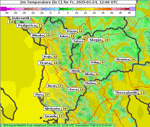 Temperatur, 24. 1. 2025