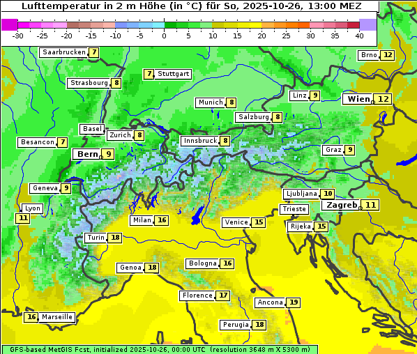 Temperatur, 26. 10. 2025