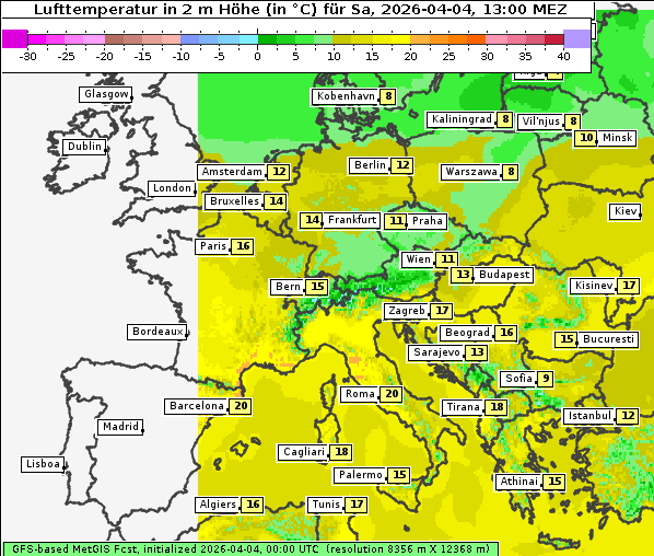 Temperatur, 4. 4. 2026