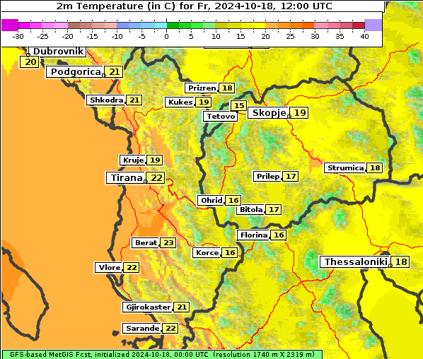 Temperatur, 18. 10. 2024