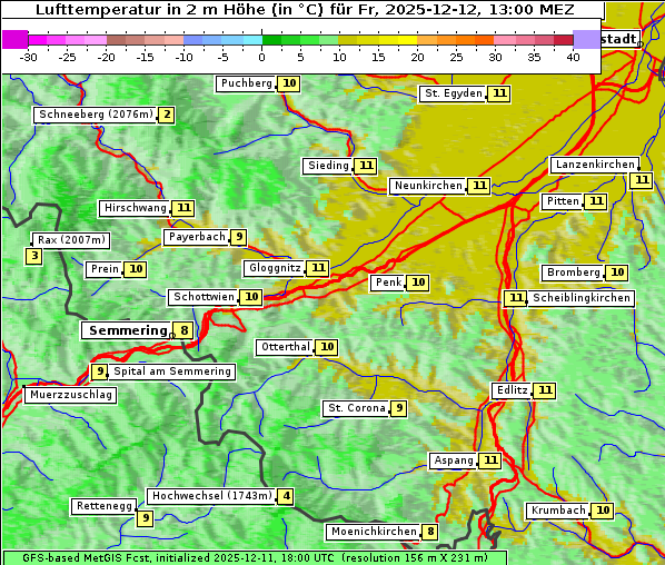 Temperatur, 12. 12. 2025
